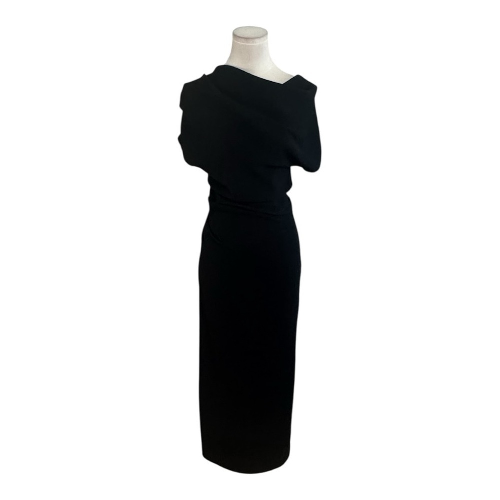 Zara Black Asymmetrical Midi Dress - Picture 8 of 13